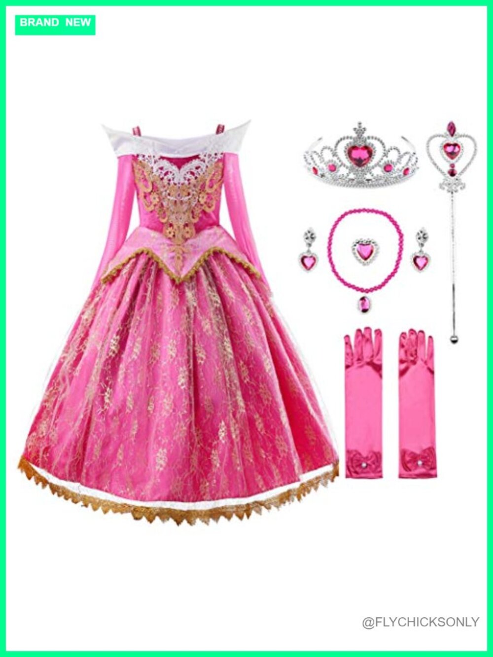 Girls Princess Tutu Costume Dress w/ Tiara Wand Gloves Halloween Party Dress Up